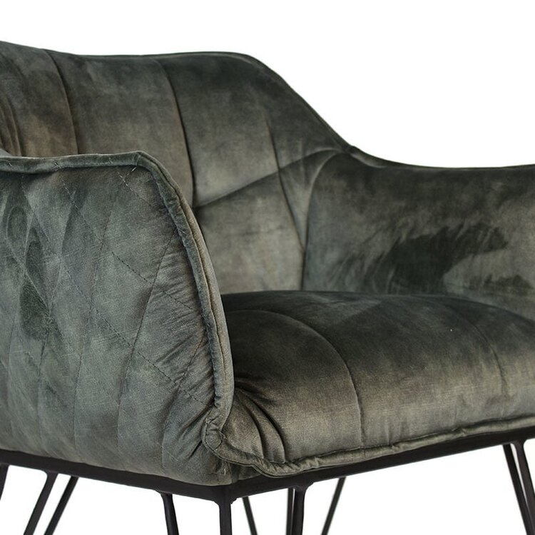 Chaise de salle à manger velours Jayron vert