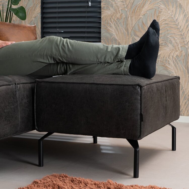 Pouf industriel Kansas anthracite