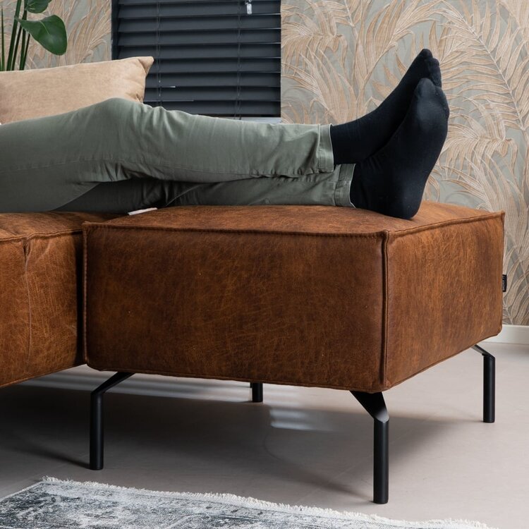 Pouf industriel Kansas cognac