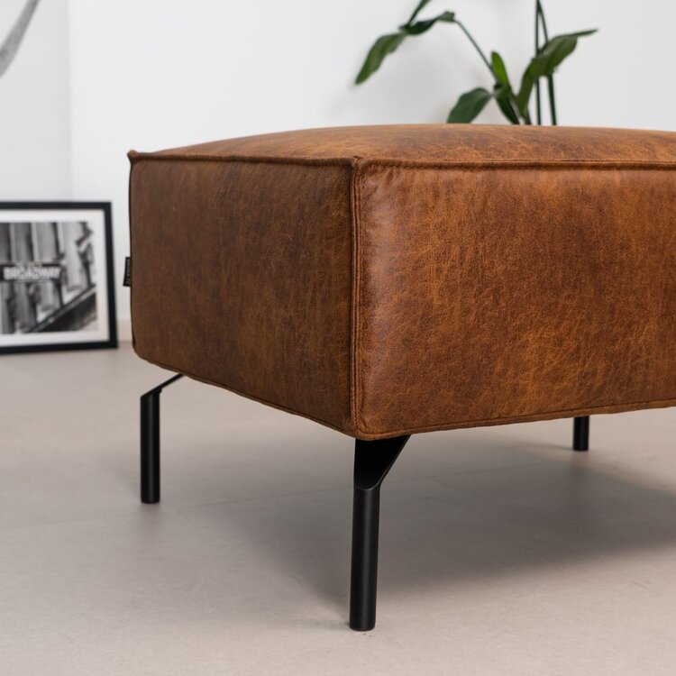 Pouf industriel Kansas cognac