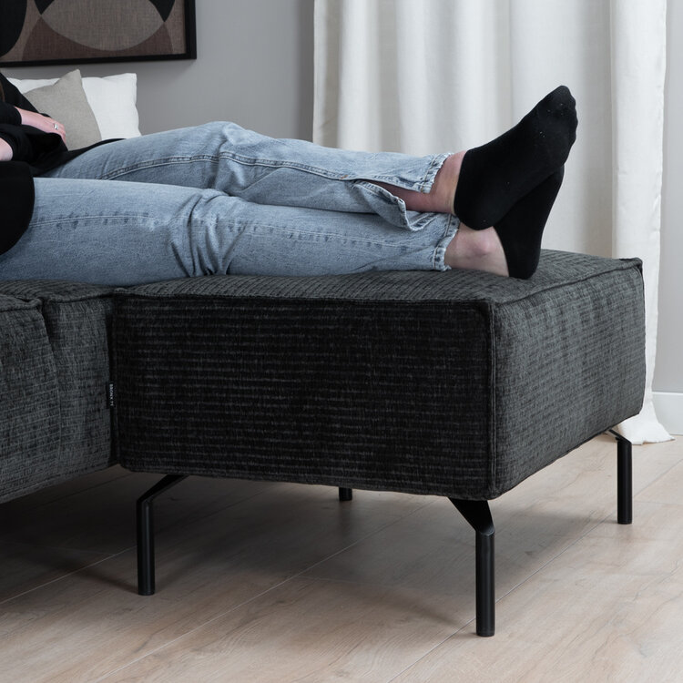 Pouf / hocker Kansas vert foncé / anthracite velours côtelé