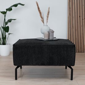 Pouf / hocker Kansas vert foncé / anthracite velours côtelé