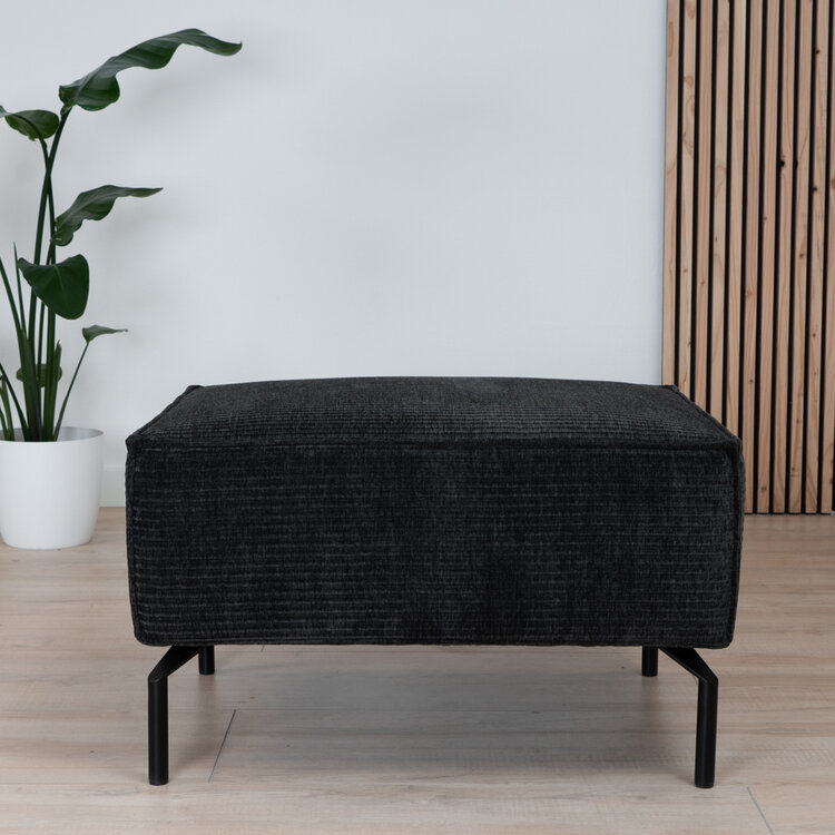Pouf / hocker Kansas vert foncé / anthracite velours côtelé
