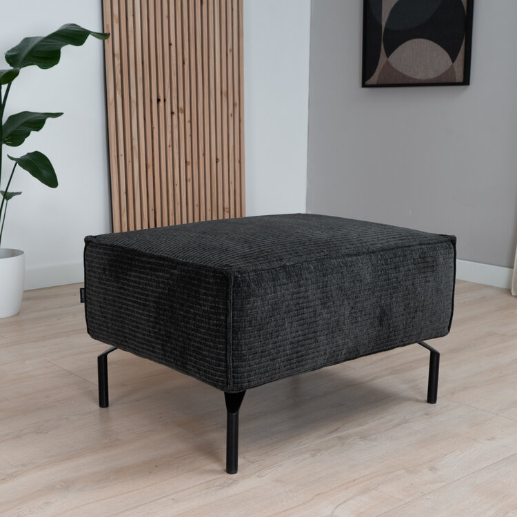 Pouf / hocker Kansas vert foncé / anthracite velours côtelé