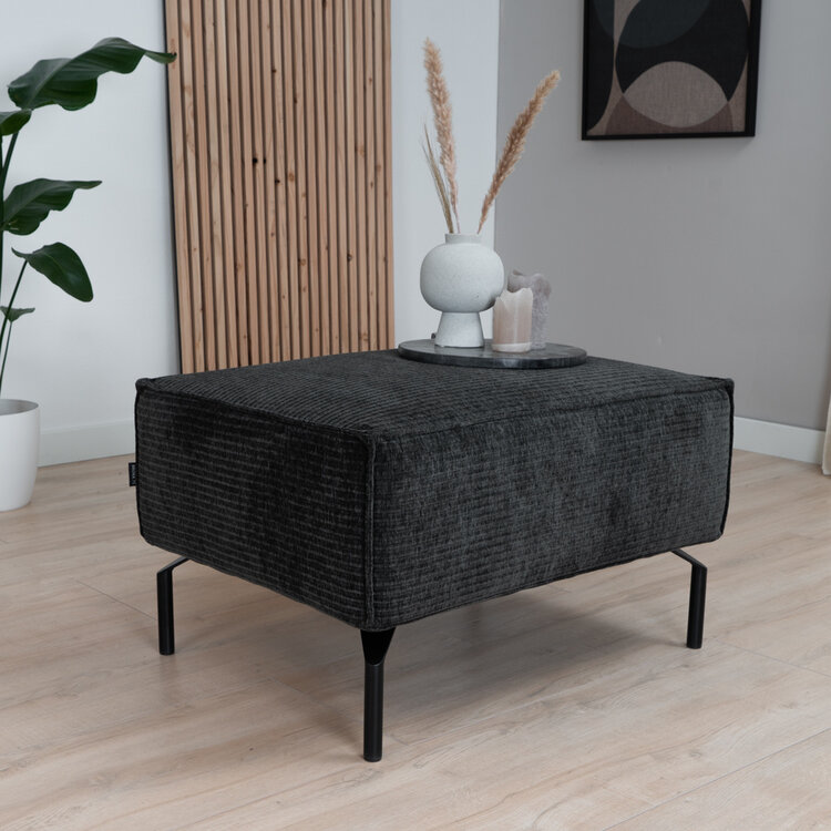 Pouf / hocker Kansas vert foncé / anthracite velours côtelé