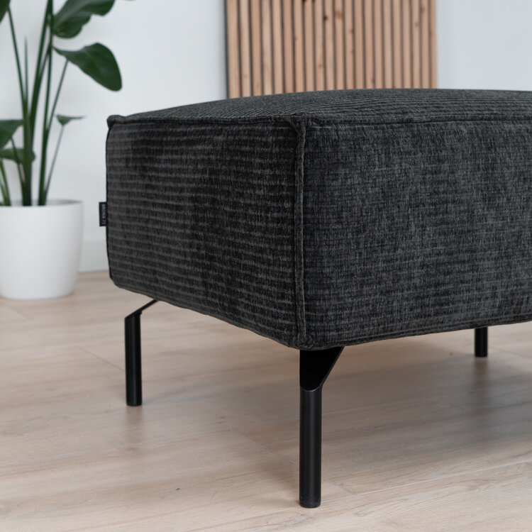 Pouf / hocker Kansas vert foncé / anthracite velours côtelé
