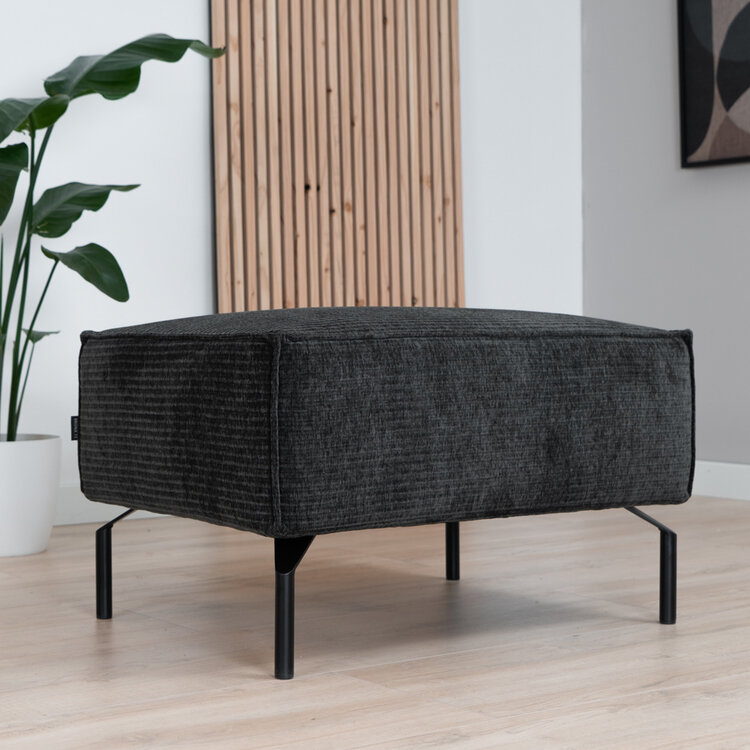 Pouf / hocker Kansas vert foncé / anthracite velours côtelé