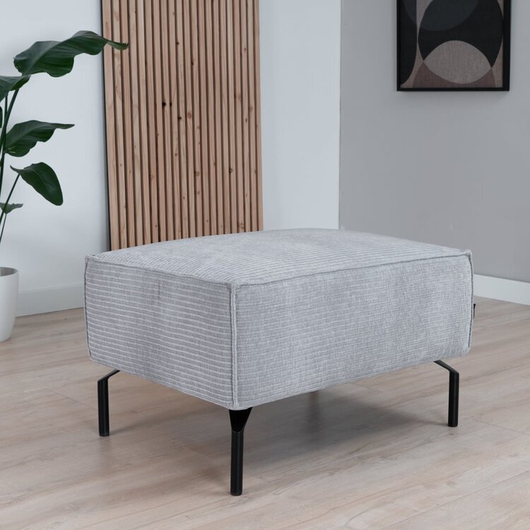 Pouf / hocker Kansas gris clair velours côtelé