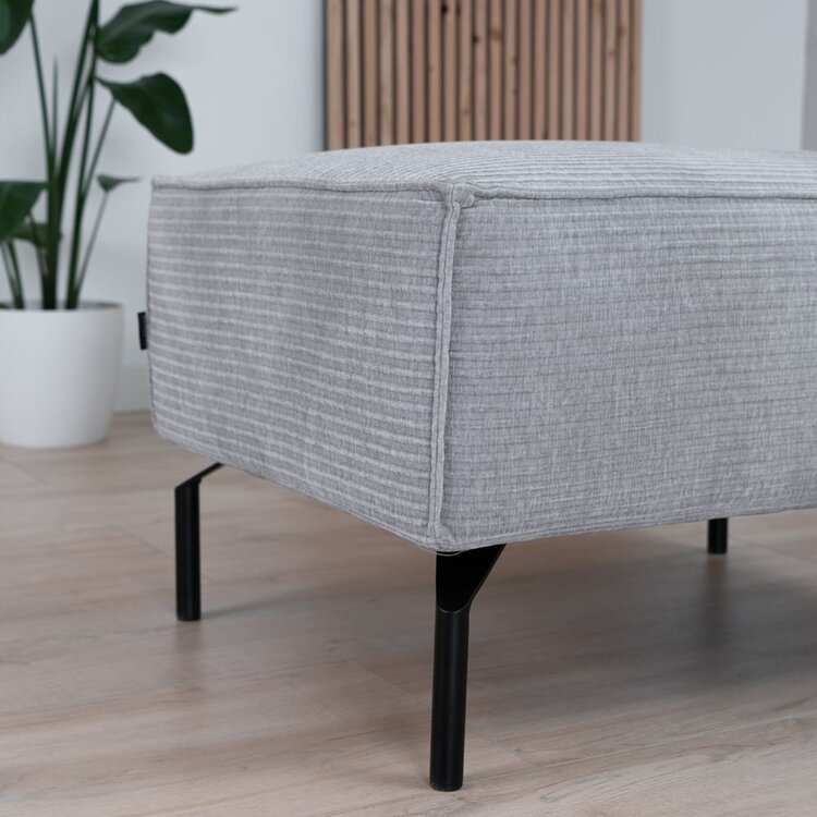Pouf / hocker Kansas gris clair velours côtelé