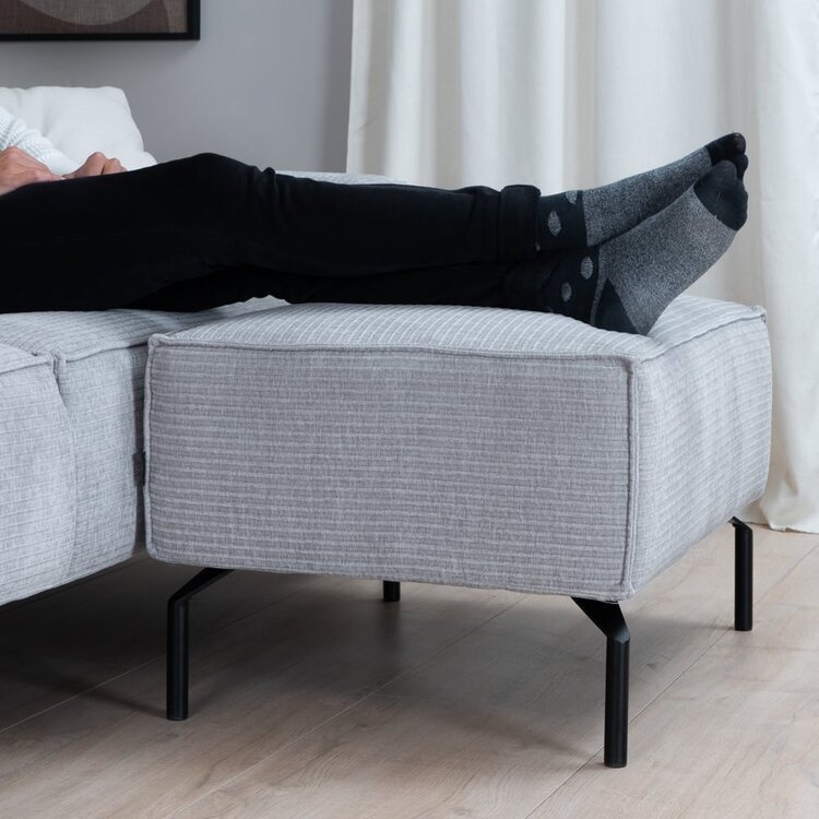 Pouf / hocker Kansas gris clair velours côtelé