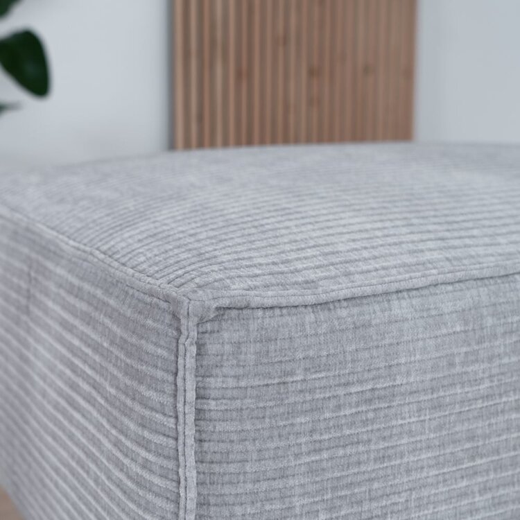 Pouf / hocker Kansas gris clair velours côtelé