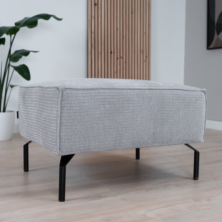 Pouf / hocker Kansas gris clair velours côtelé