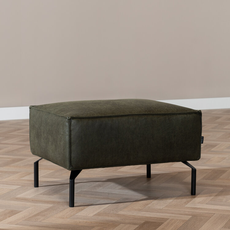 Pouf industriel Kansas vert olive