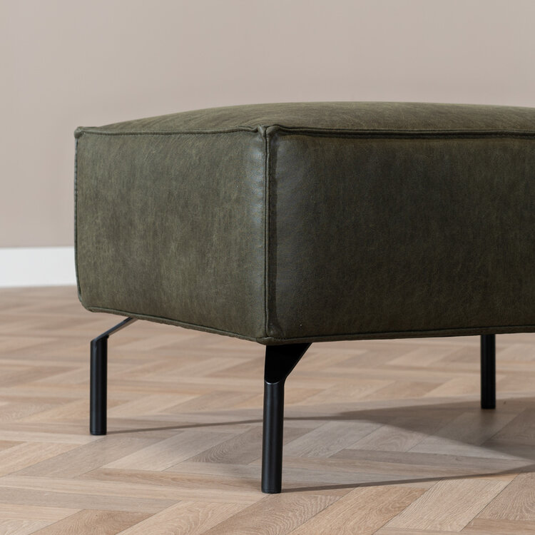Pouf industriel Kansas vert olive