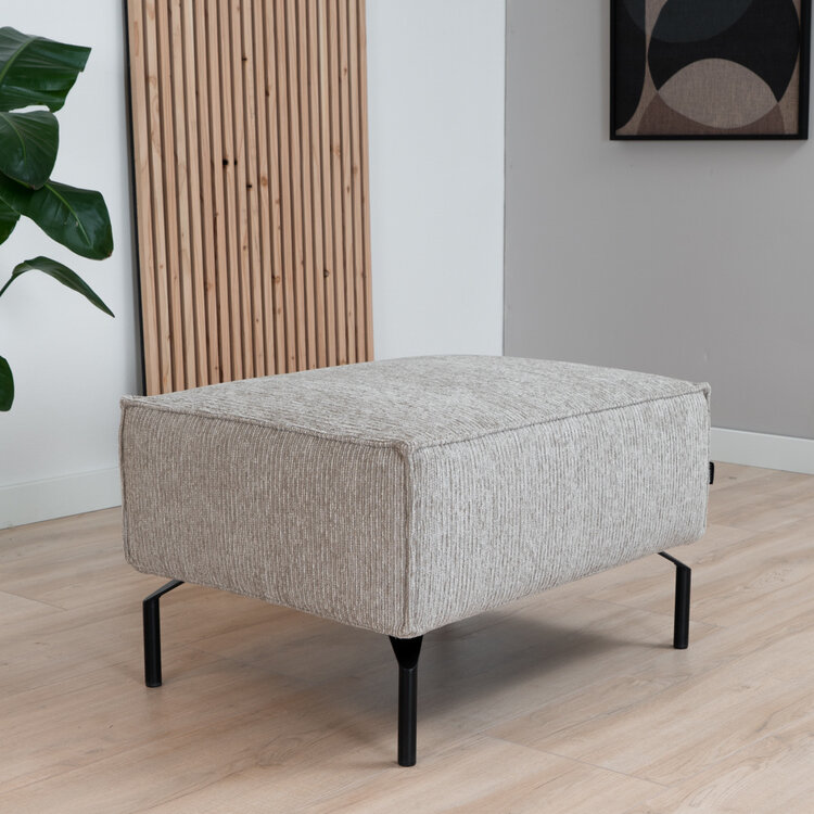 Pouf scandinave Kansas taupe tissu côtelé