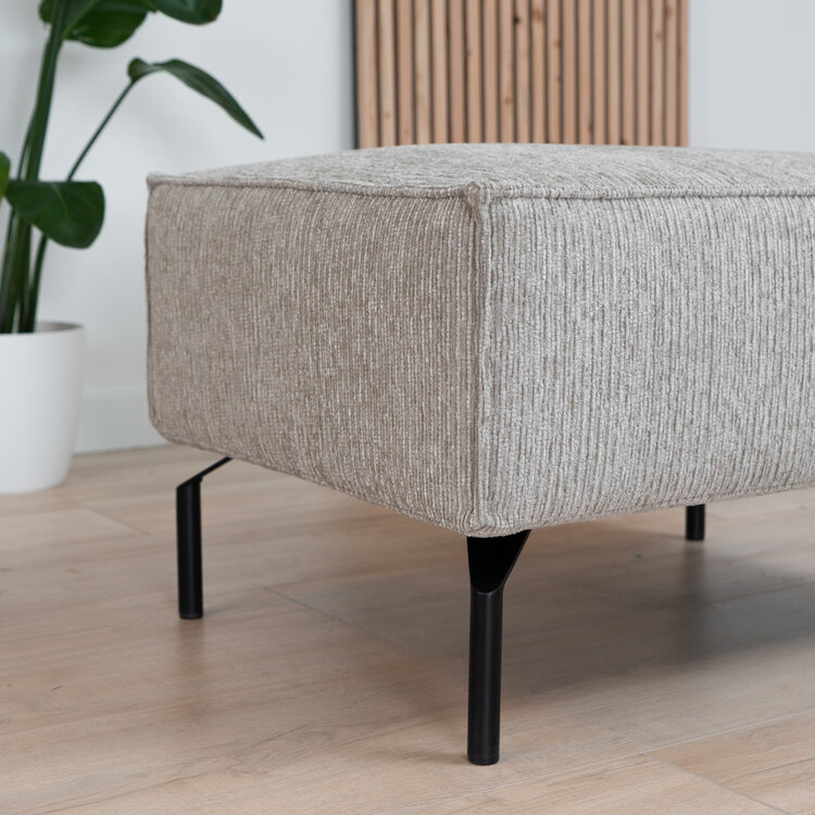 Pouf scandinave Kansas taupe tissu côtelé