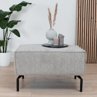 Pouf scandinave Kansas taupe tissu côtelé