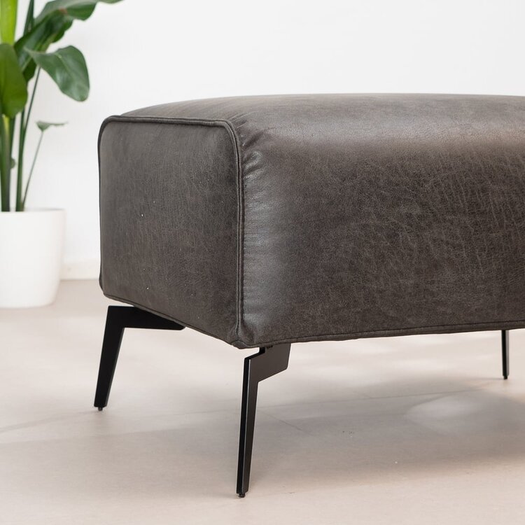 Pouf éco-cuir Vegas anthracite