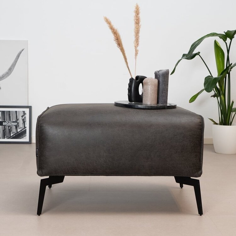 Pouf éco-cuir Vegas anthracite