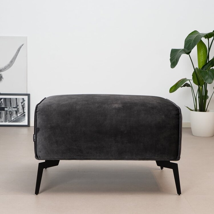 Pouf en velours Vegas anthracite