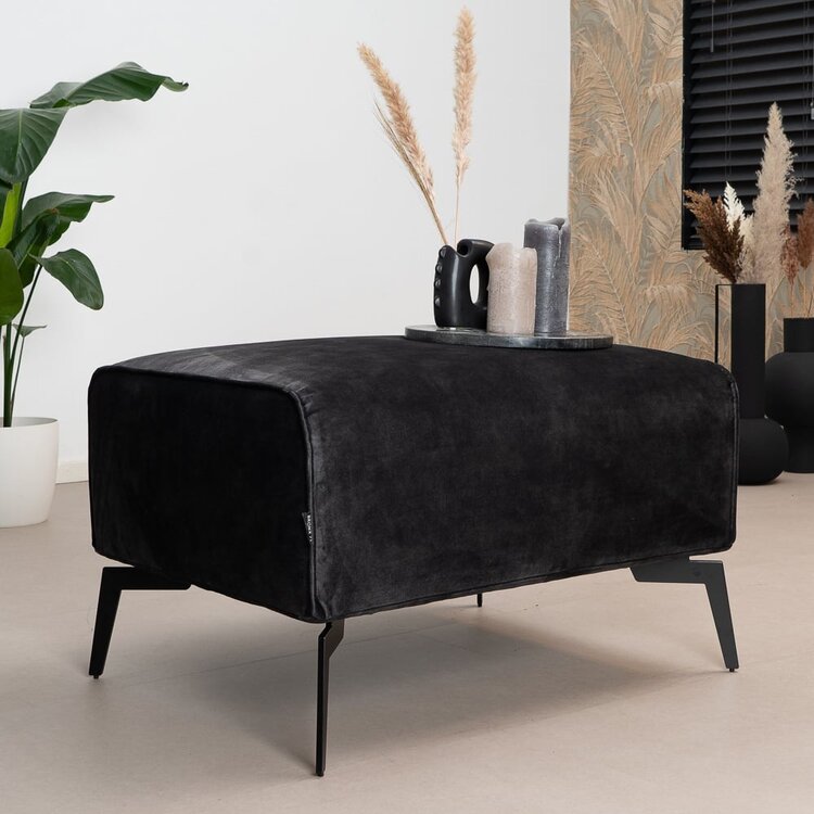 Pouf en velours Vegas anthracite