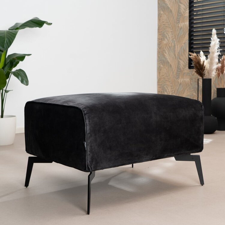 Pouf en velours Vegas anthracite