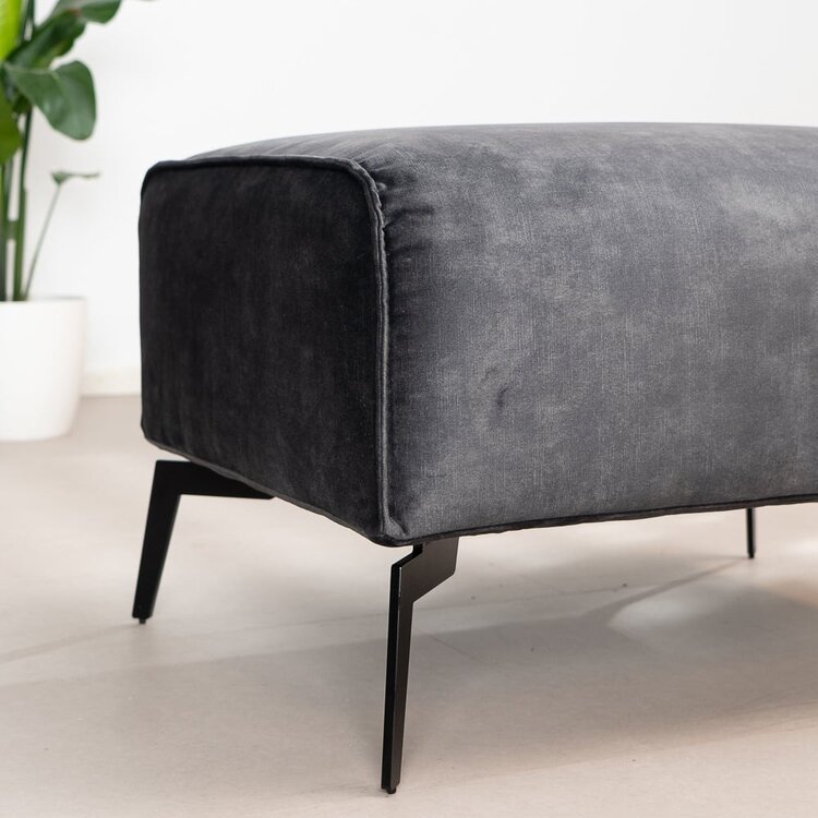 Pouf en velours Vegas anthracite