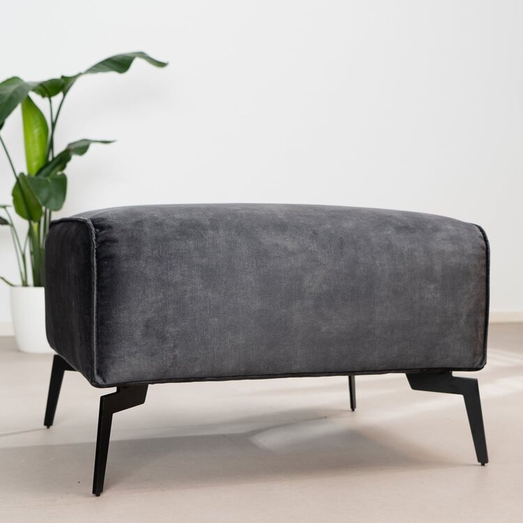 Pouf en velours Vegas anthracite