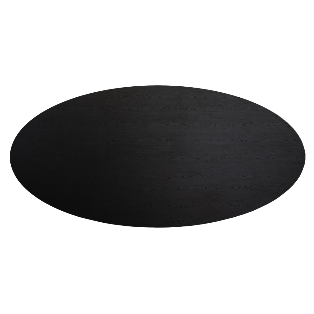 Plateau de table ovale aspect bois noir melamine Roan 270 x 130 cm