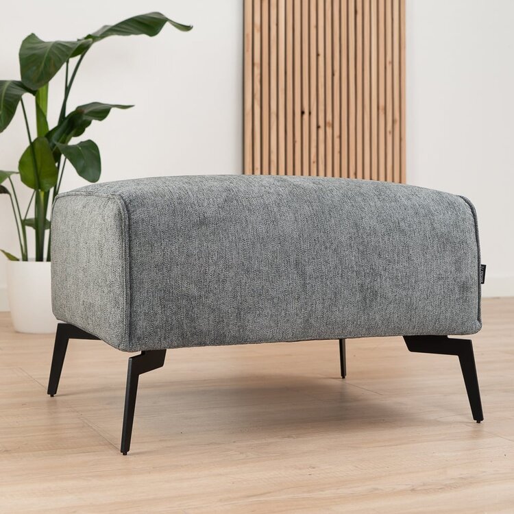 Pouf scandinave tissu chiné Vegas anthracite mélange