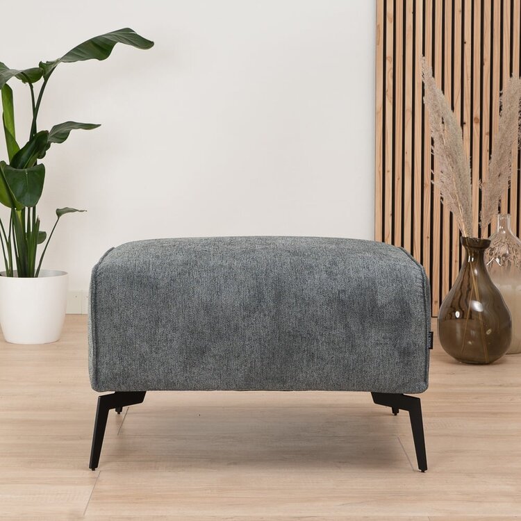 Pouf scandinave tissu chiné Vegas anthracite mélange