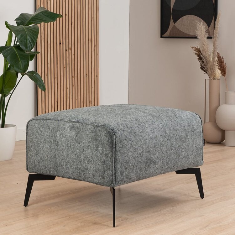 Pouf scandinave tissu chiné Vegas anthracite mélange
