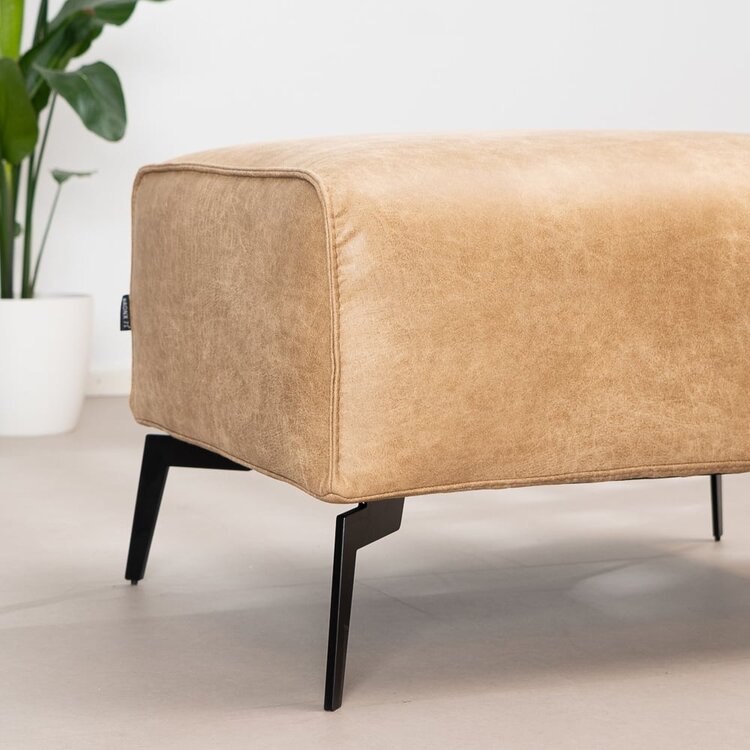 Pouf éco-cuir Vegas beige