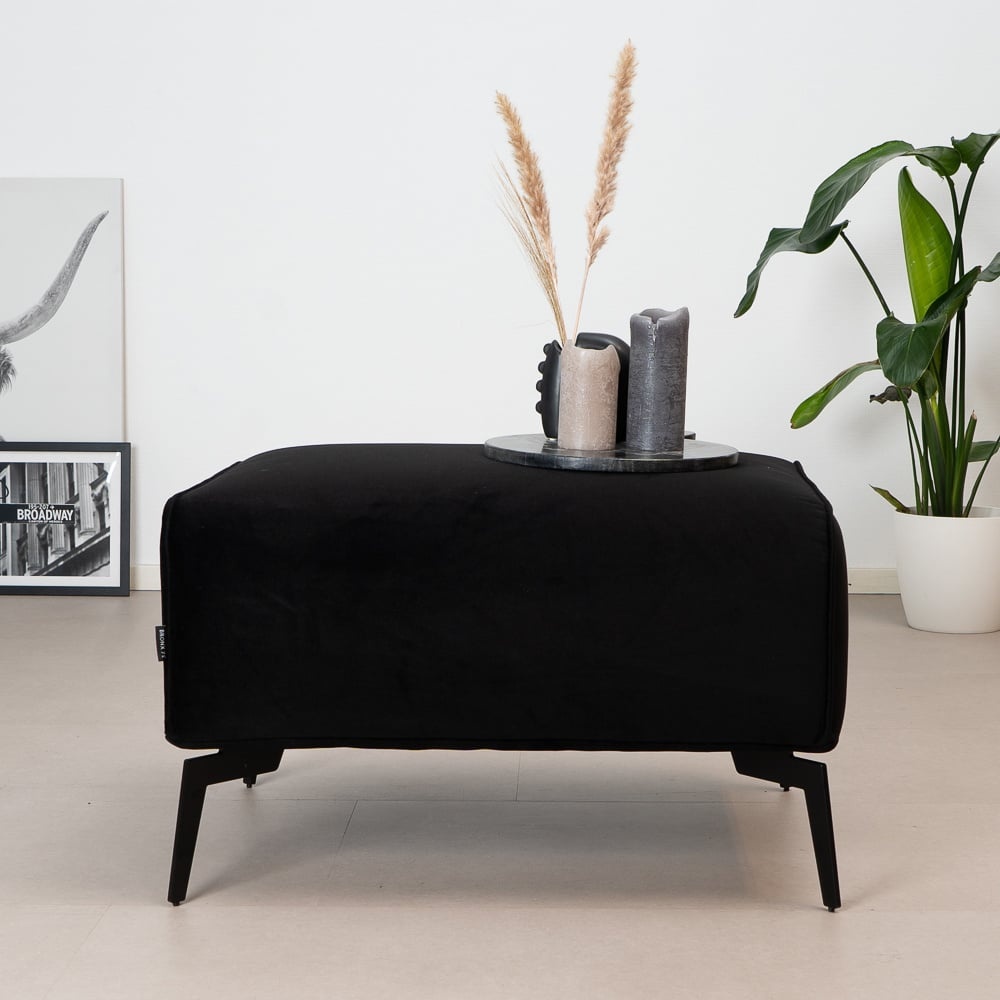 Pouf en velours Vegas noir