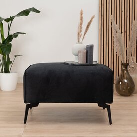 Pouf scandinave tissu chiné Vegas noir