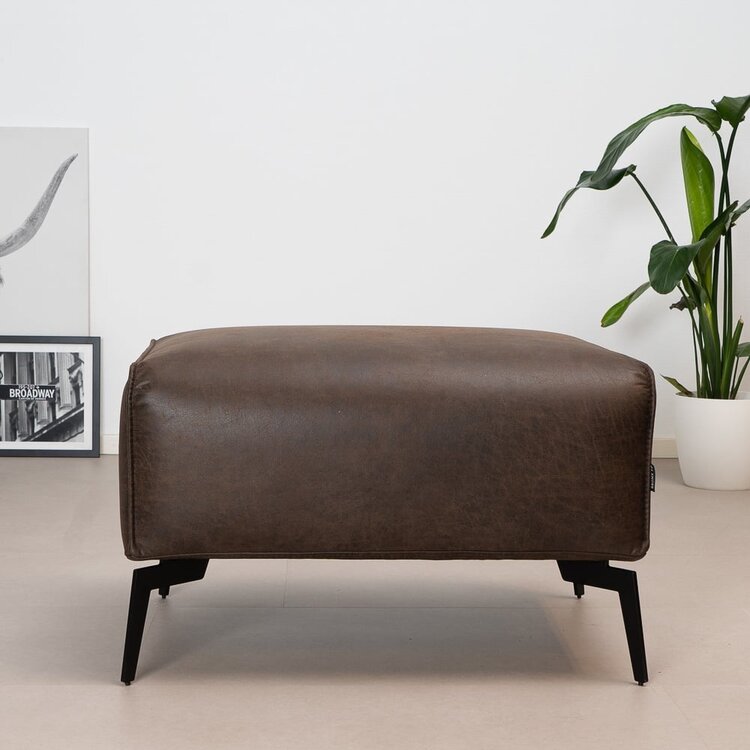 Pouf éco-cuir Vegas marron
