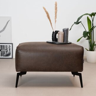 Pouf éco-cuir Vegas marron