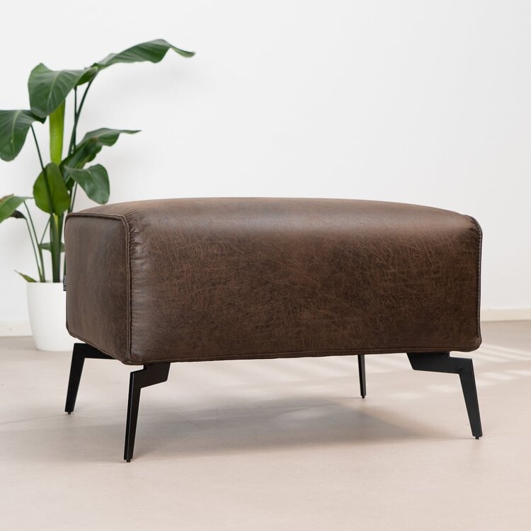 Pouf éco-cuir Vegas marron