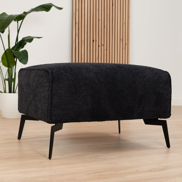 Pouf scandinave bouclette Vegas noir