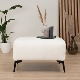 Pouf scandinave bouclette Vegas blanc