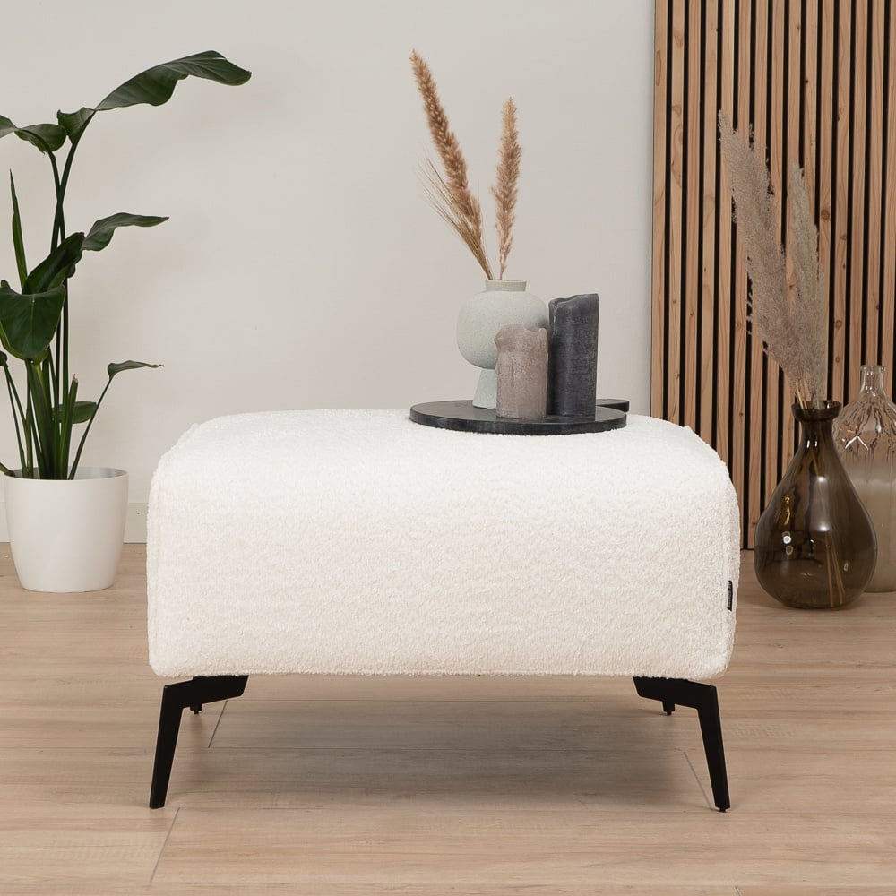 Pouf scandinave bouclette Vegas blanc