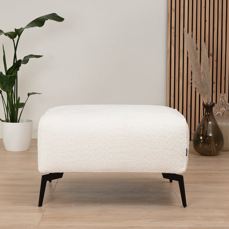 Pouf scandinave bouclette Vegas blanc