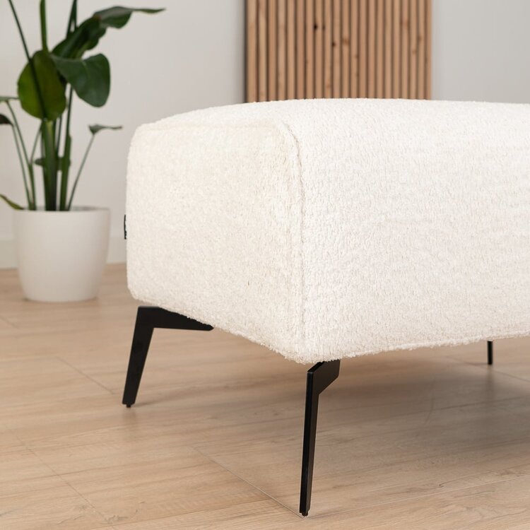 Pouf scandinave bouclette Vegas blanc
