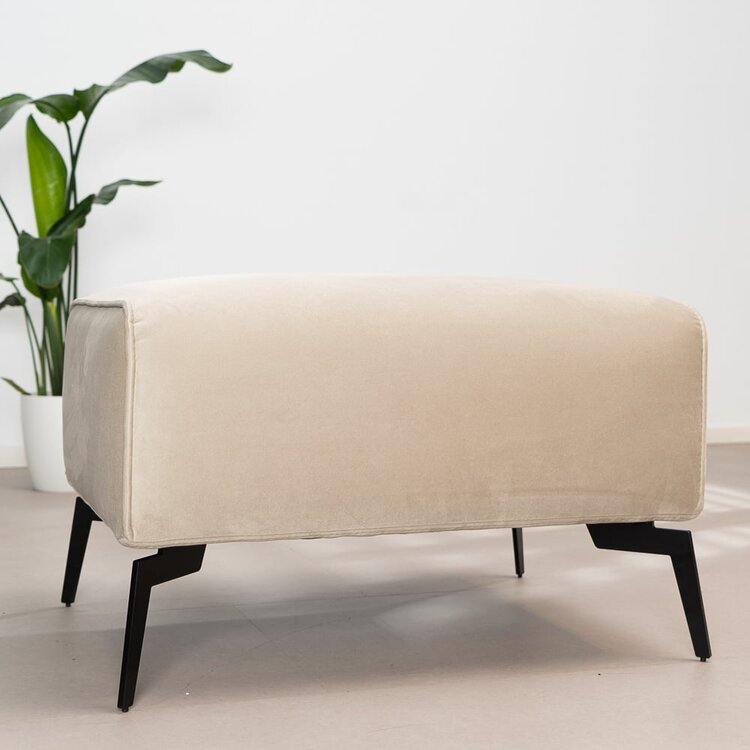 Pouf en velours Vegas beige