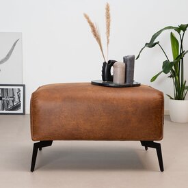 Pouf éco-cuir Vegas cognac