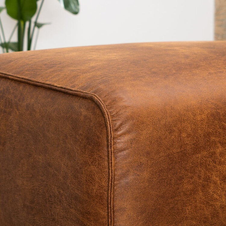 Pouf éco-cuir Vegas cognac