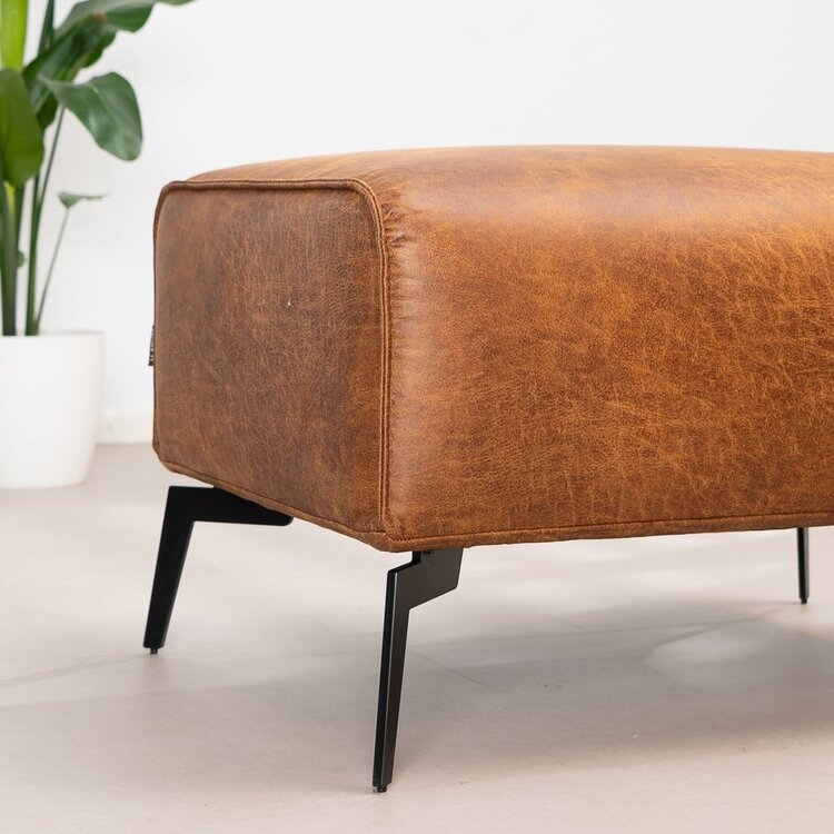 Pouf éco-cuir Vegas cognac