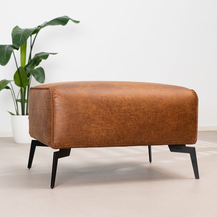 Pouf éco-cuir Vegas cognac