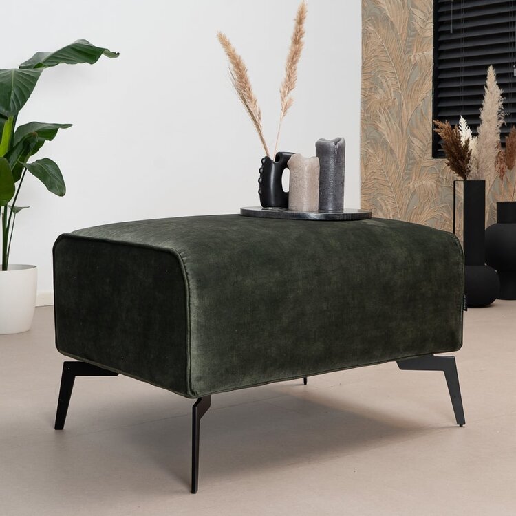 Pouf en velours Vegas vert foncé