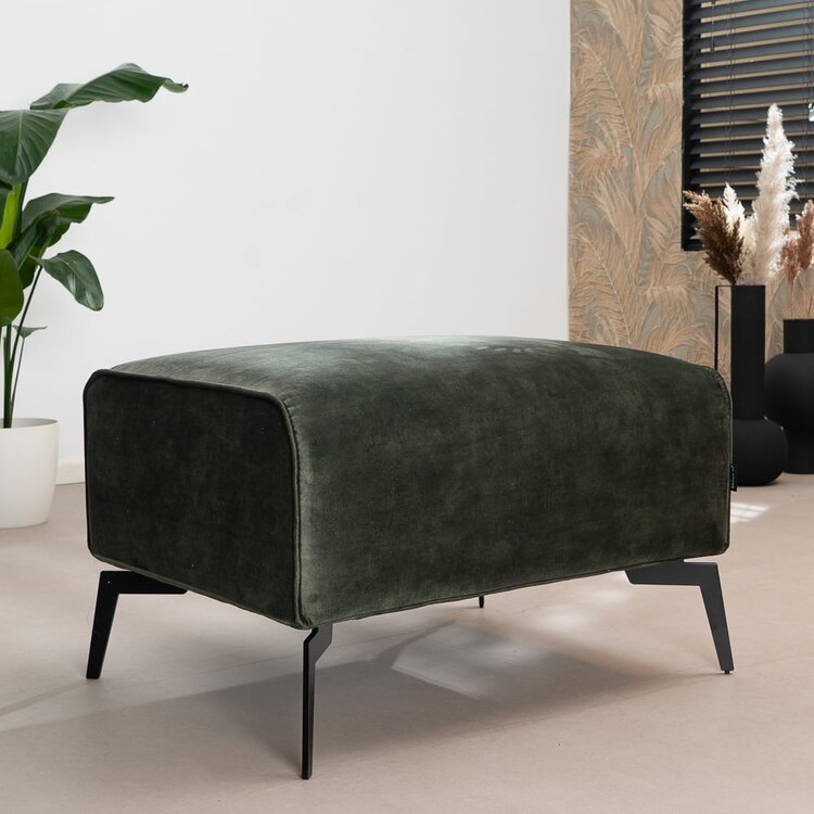 Pouf en velours Vegas vert foncé